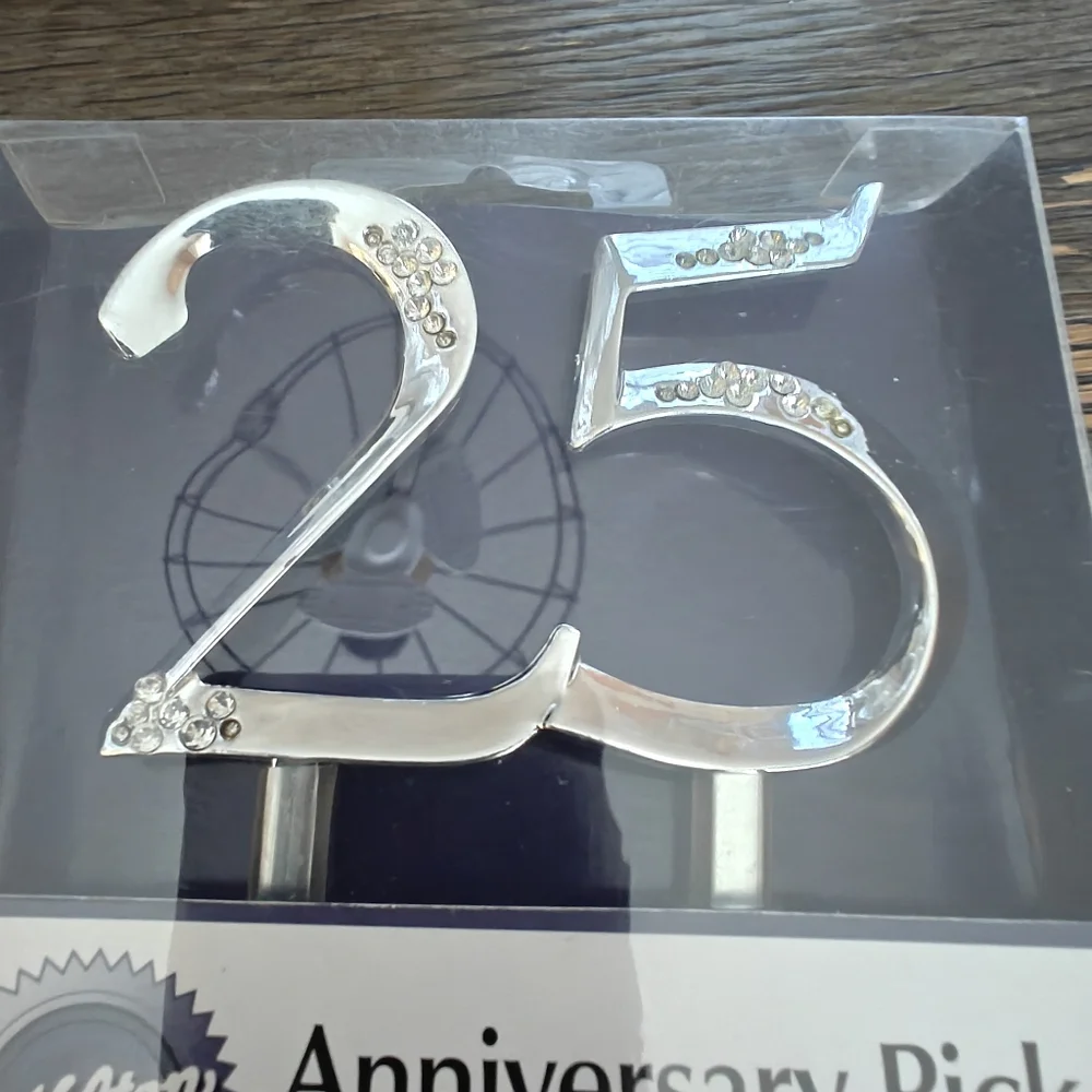 Wilton Silver 25th Anniversary Cake Topper New